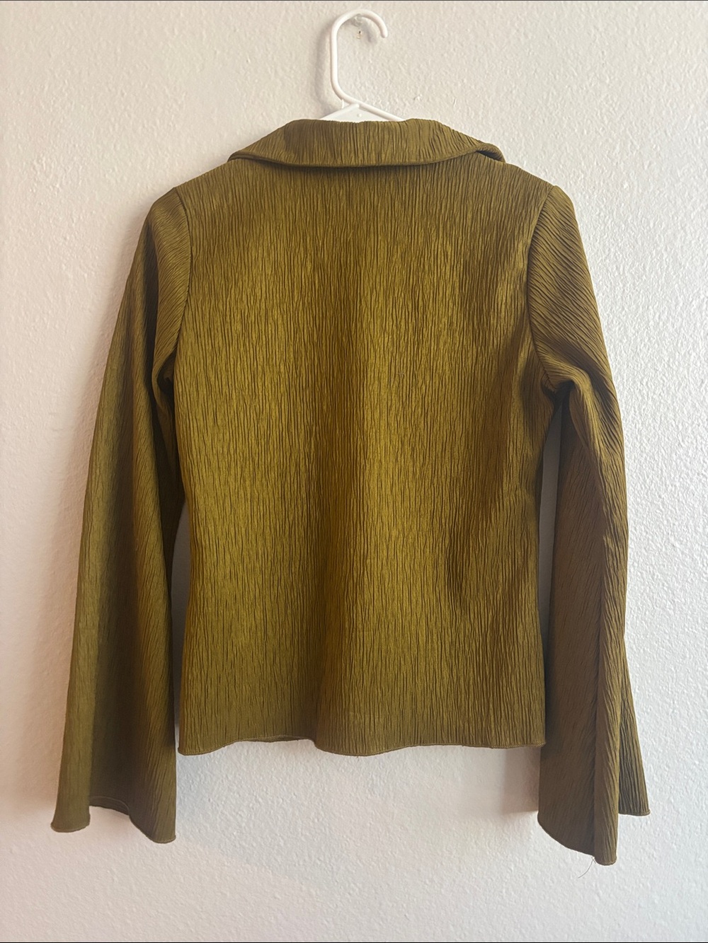 Olive Green Textured Button-Front Top - Picture 6 of 6